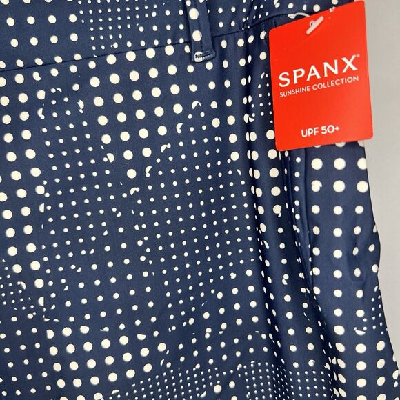 SPANX Patchwork Polka Dot 4" Sunshine Shorts Womens Size Large Navy Blue - Picture 4 of 12